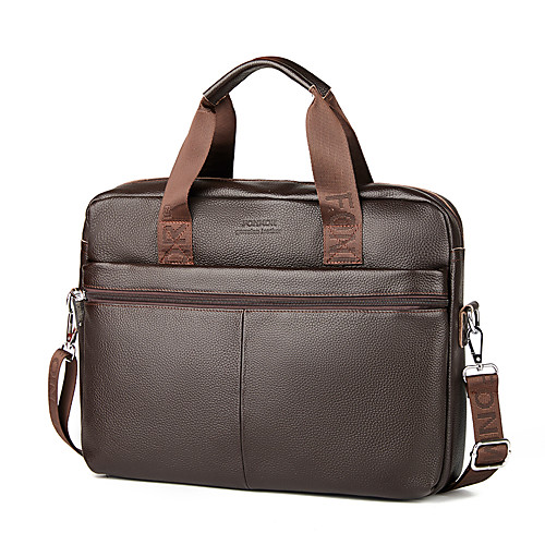

Men's Bags Cowhide Briefcase Zipper Daily Outdoor 2021 Dark Brown Black