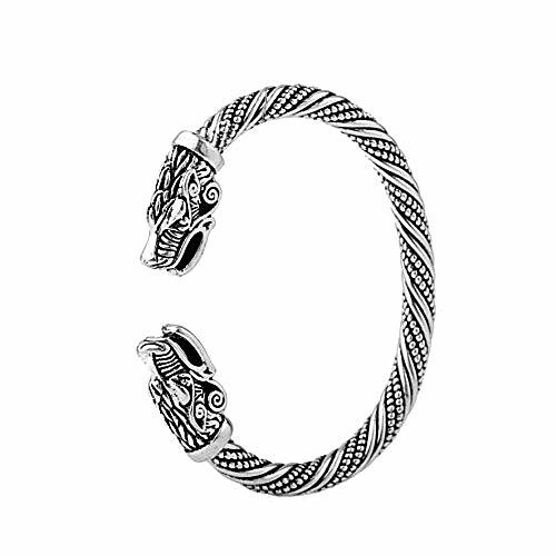 

Viking Dragon Head Metal Cuff Bangle Irish Celtic Knot Screw Bracelet