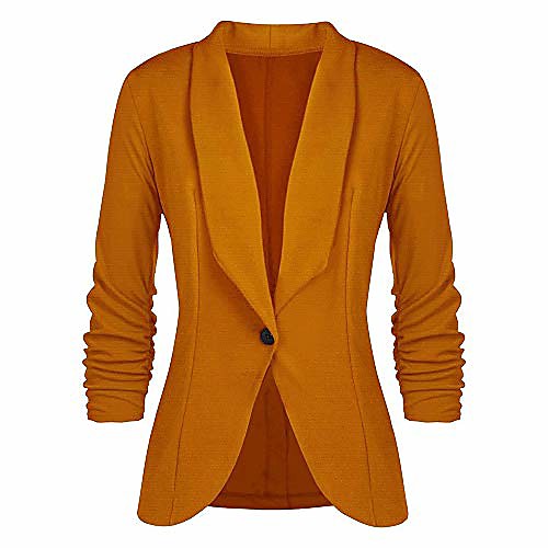 

Women's Long Sleeve Double Breasted Lace up Casual Office Blazers #893-Yellow M