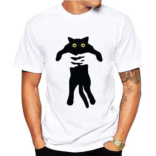 

Men's T shirt 3D Print Cat Graphic Panda Print Short Sleeve Daily Tops Casual Sports White Black Purple