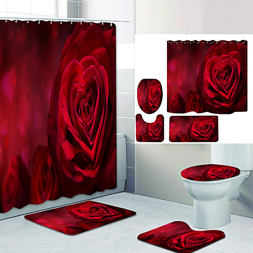 

Bathroom Shower Curtain & Mat Set Modern Polyester New Design