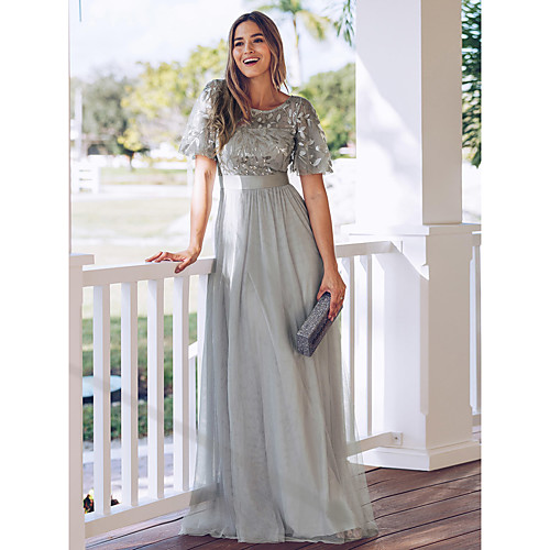 

Women's Swing Dress Maxi long Dress Green White Black Dusty Rose Gold Dusty Blue Light gray Red Navy Blue Light Blue Short Sleeve Pure Color Mesh Print Spring Summer Prom Dress Party