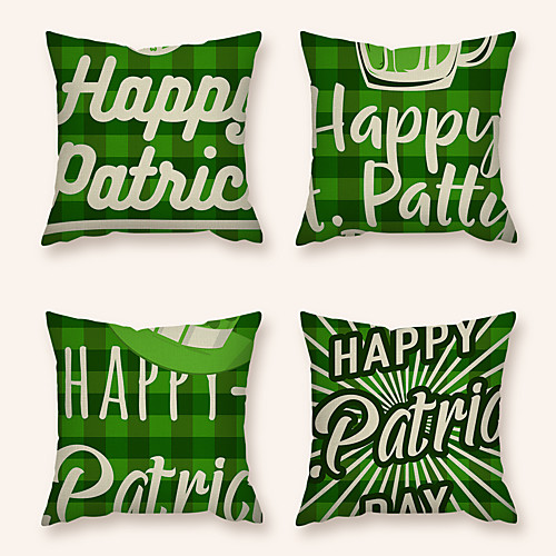 

4 pcs Linen Pillow Cover, Holiday Square Zipper Polyester Traditional Classic