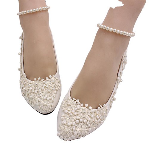 

Women's Wedding Shoes Flat Heel Round Toe Wedding Flats Wedding Walking Shoes PU Pearl Floral Flat bottom [2020 version standard code] 3 cm heel [standard shoe size] 5 cm heel [standard shoe size]