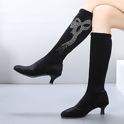 

Women's Dance Boots Boots Thick Heel Black Dark Red Loafer Adults'