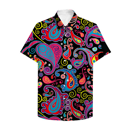 

Men's Shirt 3D Print Graphic Print Short Sleeve Daily Tops Basic Casual Red