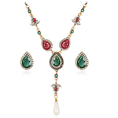 

Women's Jewelry Set Tassel Fringe Precious Vintage Boho Resin Gold Plated Earrings Jewelry Green For Christmas Wedding Halloween Party Evening Gift 1 set