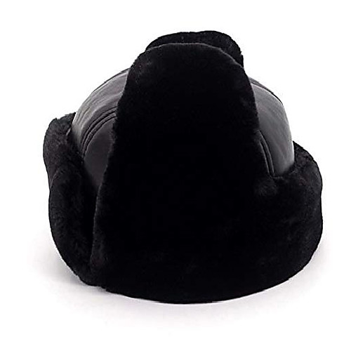 

Autumn And Winter Hat Black Warm Hat Thickened Middle-aged And Elderly Ear Protection Hat Thick Ear Leather Trend Comfortable Hat,M