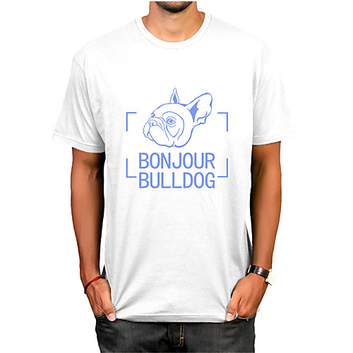 

Men's T shirt Other Prints Dog Graphic Letter Print Short Sleeve Daily Tops Casual Cute Blue Red