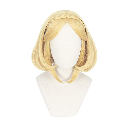 

Cosplay Costume Wig Cosplay Wig Princess Zelda The Legend of Zelda kinky Straight Middle Part With Bangs Wig Blonde Short Blonde Synthetic Hair 14 inch Women's Anime Cosplay Lovely Blonde
