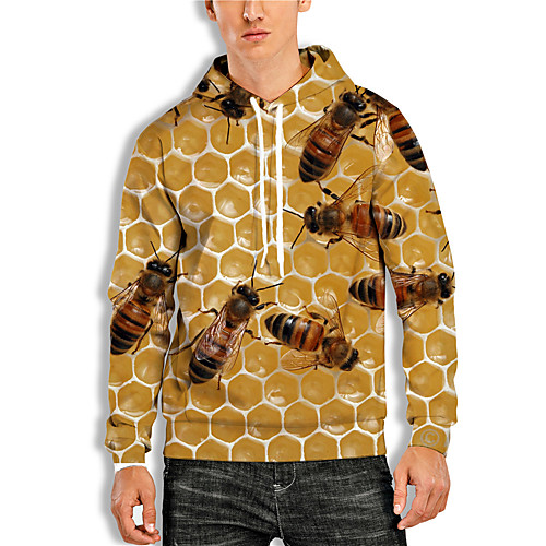 

Men's Pullover Hoodie Sweatshirt 3D Animal Print Daily Holiday 3D Print 3D Print Hoodies Sweatshirts Yellow
