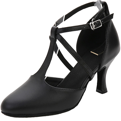 

Women's Latin Shoes Heel Slim High Heel Black Red Buckle Adults'