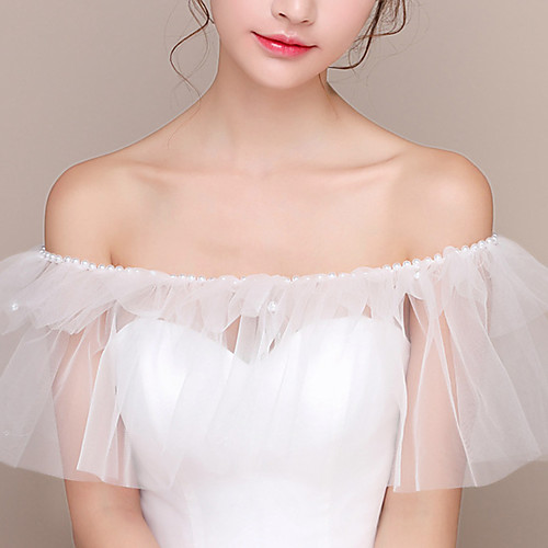 

Sleeveless Shawls / Bridal Chinlon Wedding / Party / Evening Shawl & Wrap / Women's Wrap With Imitation Pearl