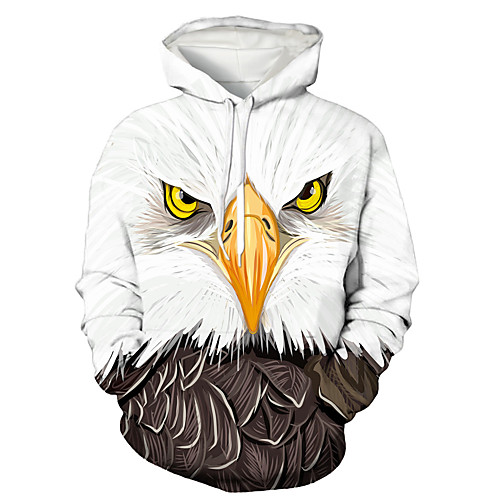 

Men's Pullover Hoodie Sweatshirt Graphic Eagle Animal Print Daily Basic Casual Hoodies Sweatshirts White