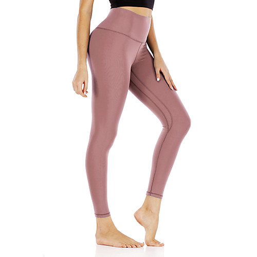 

Women's High Waist Yoga Pants Side Pockets Tummy Control Leggings Tummy Control Breathable Solid Color Dark Grey Rust Red Black / Pink Spandex Yoga Fitness Gym Workout Winter Sports Activewear