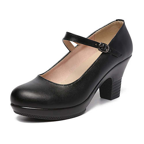 

Women's Modern Shoes Heel Thick Heel Black Buckle Adults'