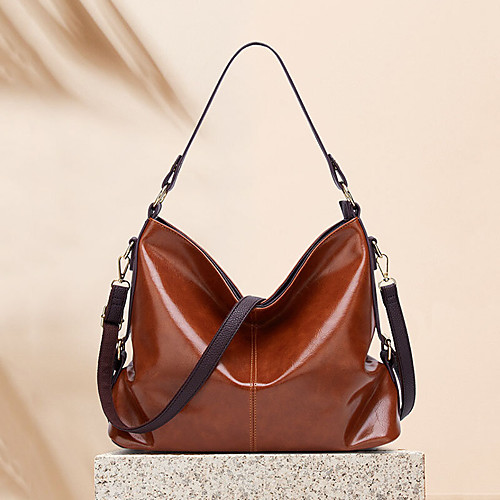 

women faux leather retro fashion large wax leather capacity handbag shoulder bag tote