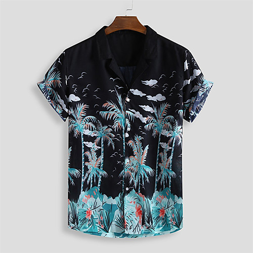 

Men's Shirt Other Prints Graffiti Button-Down Short Sleeve Daily Tops Casual Hawaiian Black