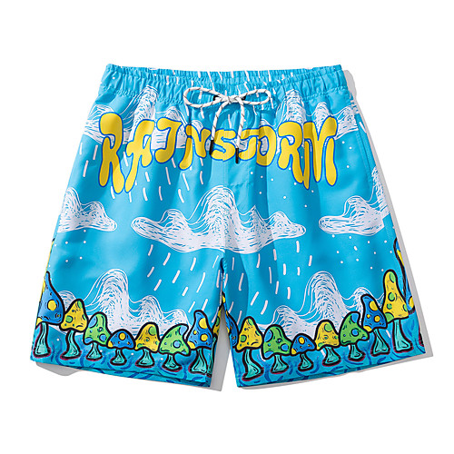 

Men's Swim Trunks Board Shorts Swimsuit Print Letter Blue Swimwear Bathing Suits Casual Sports