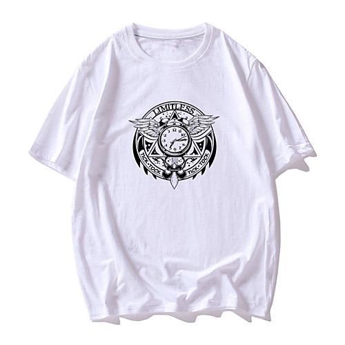 

Men's T shirt Other Prints Graphic Abstract Print Short Sleeve Daily Tops Basic Casual White Red Yellow