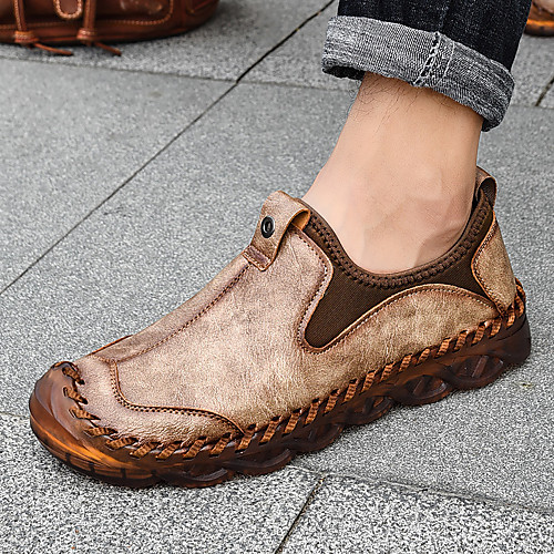 

Men's Loafers & Slip-Ons Casual Daily Home Walking Shoes Microfiber Dark Grey Brown Fall Winter