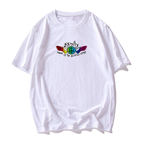

Men's Unisex T shirt Other Prints Letter Plus Size Short Sleeve Daily Tops Casual White Black Yellow