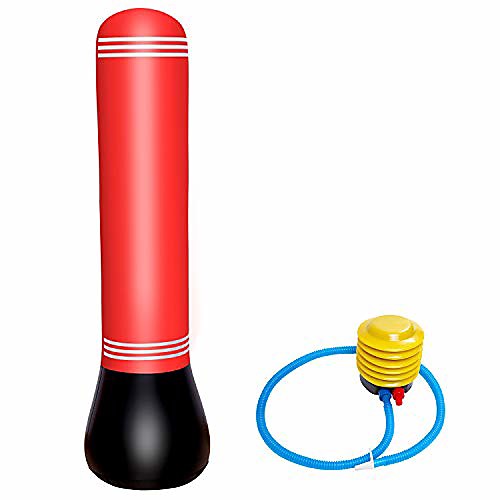 

Inflatable Free Standing Punching Bag Column Inflatable Fitness Training Boxing Target Stand Tower Bag with Foot Air Pump Relieving Pressure for Teens Adults, 150cm