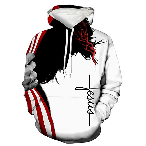 

Men's Pullover Hoodie Sweatshirt Graphic Print Daily Holiday 3D Print Basic Casual Hoodies Sweatshirts White