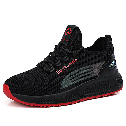 

Women's Trainers Athletic Shoes Flat Heel Round Toe Casual Daily Cotton Solid Colored Black / Red Black
