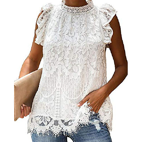 

Womens Sleeveless Lace Tank Tops Crochet Halter Neck Sexy Cami Tunic Blouse