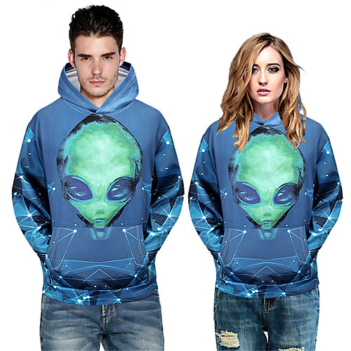 

Men's Pullover Hoodie Sweatshirt Graphic Prints Character Devil Print Sports & Outdoor Daily 3D Print Casual Hoodies Sweatshirts Blue