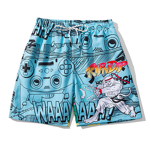 

Men's Swim Trunks Board Shorts Swimsuit Print Blue Swimwear Bathing Suits Casual Cute / Sports
