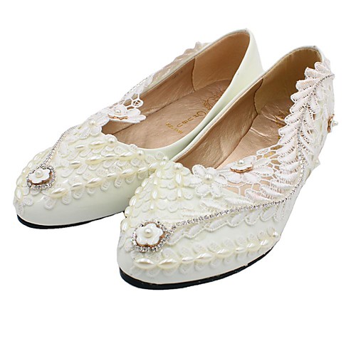 

Women's Wedding Shoes Flat Heel Pointed Toe Wedding Flats Sweet Wedding PU Rhinestone Flower Solid Colored 3 cm heel [standard size] 5 cm heel [standard size] 8 cm heel [standard size]