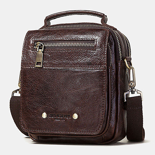 

men genuine leather cowhide multi-layers multi-carry waist bag crossbody bag shoulder bag