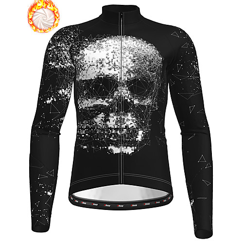 

21Grams Men's Long Sleeve Cycling Jersey Winter Fleece Polyester Black Skull Bike Jersey Top Mountain Bike MTB Road Bike Cycling Fleece Lining Warm Quick Dry Sports Clothing Apparel / Stretchy