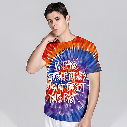 

Men's T shirt 3D Print Tie Dye Graphic Prints 3D Print Short Sleeve Daily Tops Casual Beach Rainbow