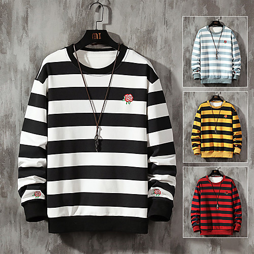 

Men's Sweatshirt Pullover Color Block Stripe Crew Neck Stripes Sport Athleisure Sweatshirt Top Long Sleeve Breathable Moisture Wicking Sweat Out Comfortable Everyday Use Street Casual Daily