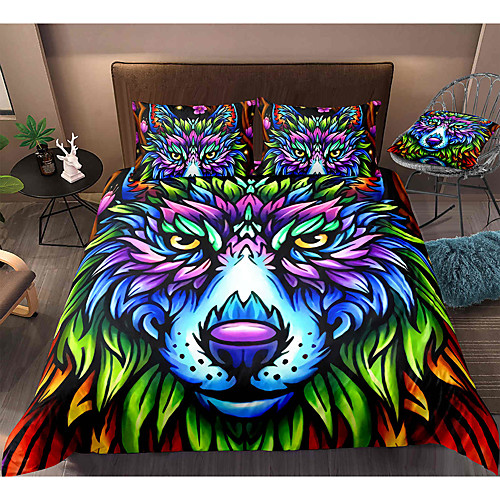 

Wolf Print 3-Piece Duvet Cover Set Hotel Bedding Sets Comforter Cover with Soft Lightweight Microfiber, Include 1 Duvet Cover, 2 Pillowcases for Double/Queen/King(1 Pillowcase for Twin/Single)