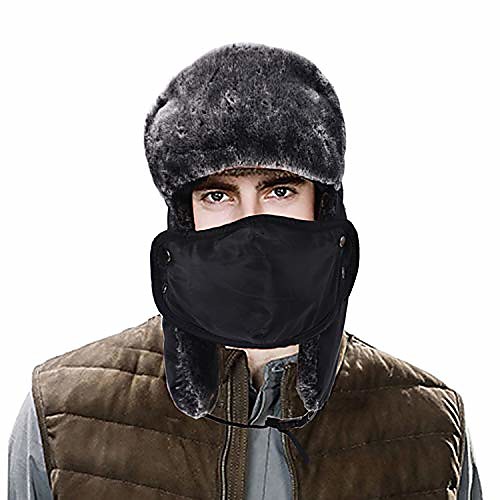 

Winter Trooper Hat for Men Ushanka Hunting Hat Ear Flap Chin Strap and Windproof Mask Unisex (1)