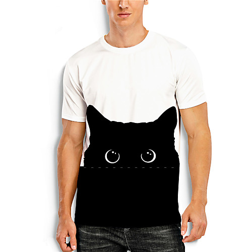 

Men's T shirt 3D Print Graphic 3D Animal Print Short Sleeve Casual Tops Simple Classic Black / White