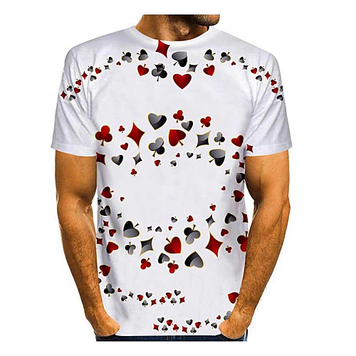 

Men's T shirt 3D Print 3D Geometry 3D Print Short Sleeve Daily Tops Casual White