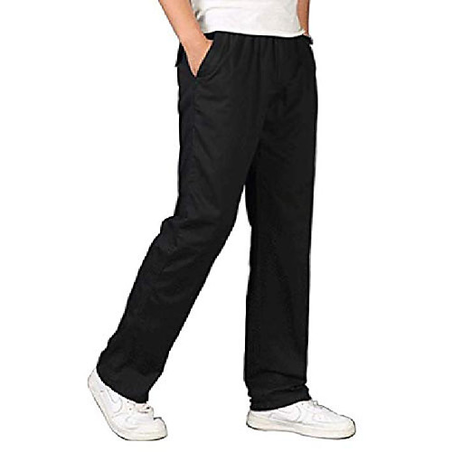 

men's full elastic waist loose fit lightweight workwear pull on cargo pants black