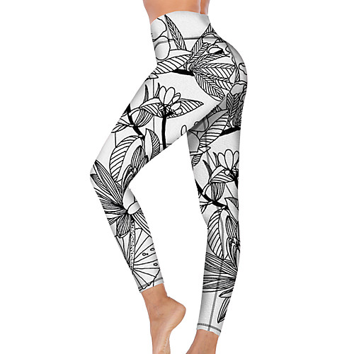 

21Grams Women's High Waist Yoga Pants Cropped Leggings Tummy Control Butt Lift Breathable White Fitness Gym Workout Running Winter Sports Activewear High Elasticity