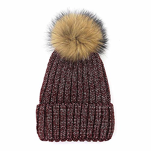 

and Winter Knit Hat Warm Bright Silk Thread Hat 03 (Color : Red Wine, Size : M56-58cm)