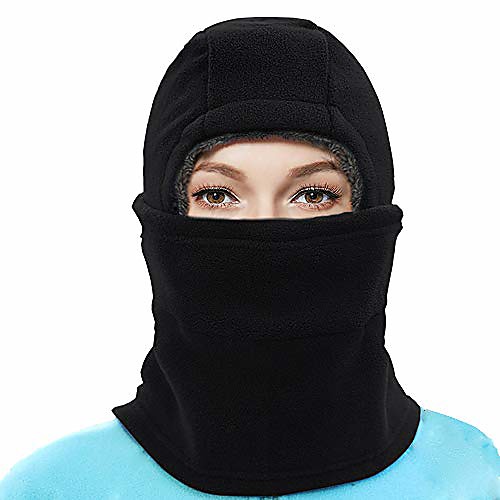 

Balaclava Fleece Hood for Men Women, Windproof Ski Face Mask Winter Neck Warmer Cold Weather Sports Cap for Skiing Snowboarding Cycling Motorcycle Riding (Black)