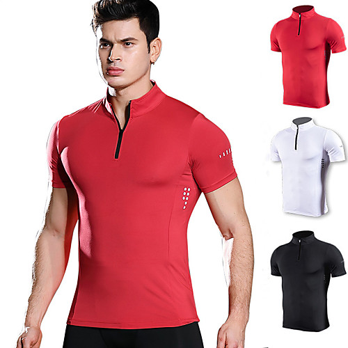 

Men's Short Sleeve High Neck Compression Shirt Running Shirt Quarter Zip Tee Tshirt Base Layer Top Top Athletic Summer Thermal Warm Quick Dry Breathable Fitness Gym Workout Running Jogging Training