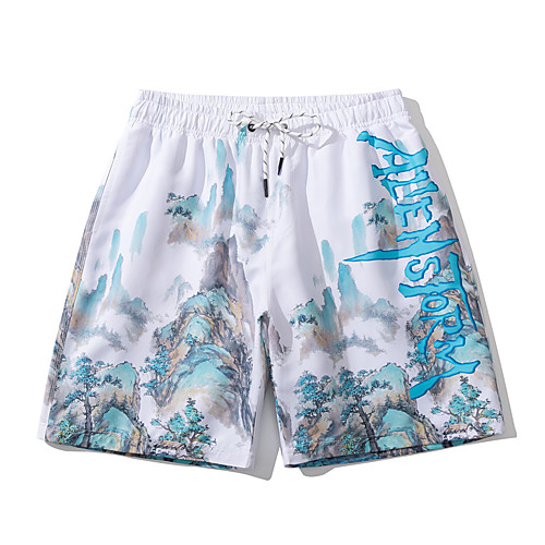 

Men's Swim Trunks Board Shorts Swimsuit Print Letter White Swimwear Bathing Suits Casual Sports