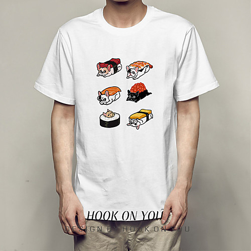 

Men's T shirt 3D Print Graphic Animal Print Short Sleeve Daily Tops Casual Sports White