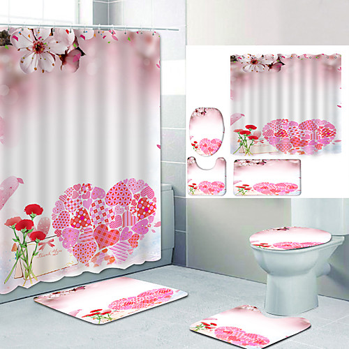 

Bathroom Shower Curtain & Mat Set Modern Polyester New Design