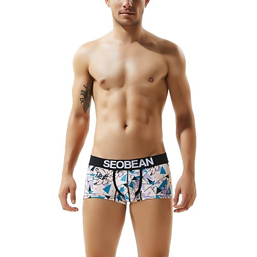 

Men's 1 Piece Basic Boxers Underwear / Briefs Underwear - Normal Mid Waist White M L XL